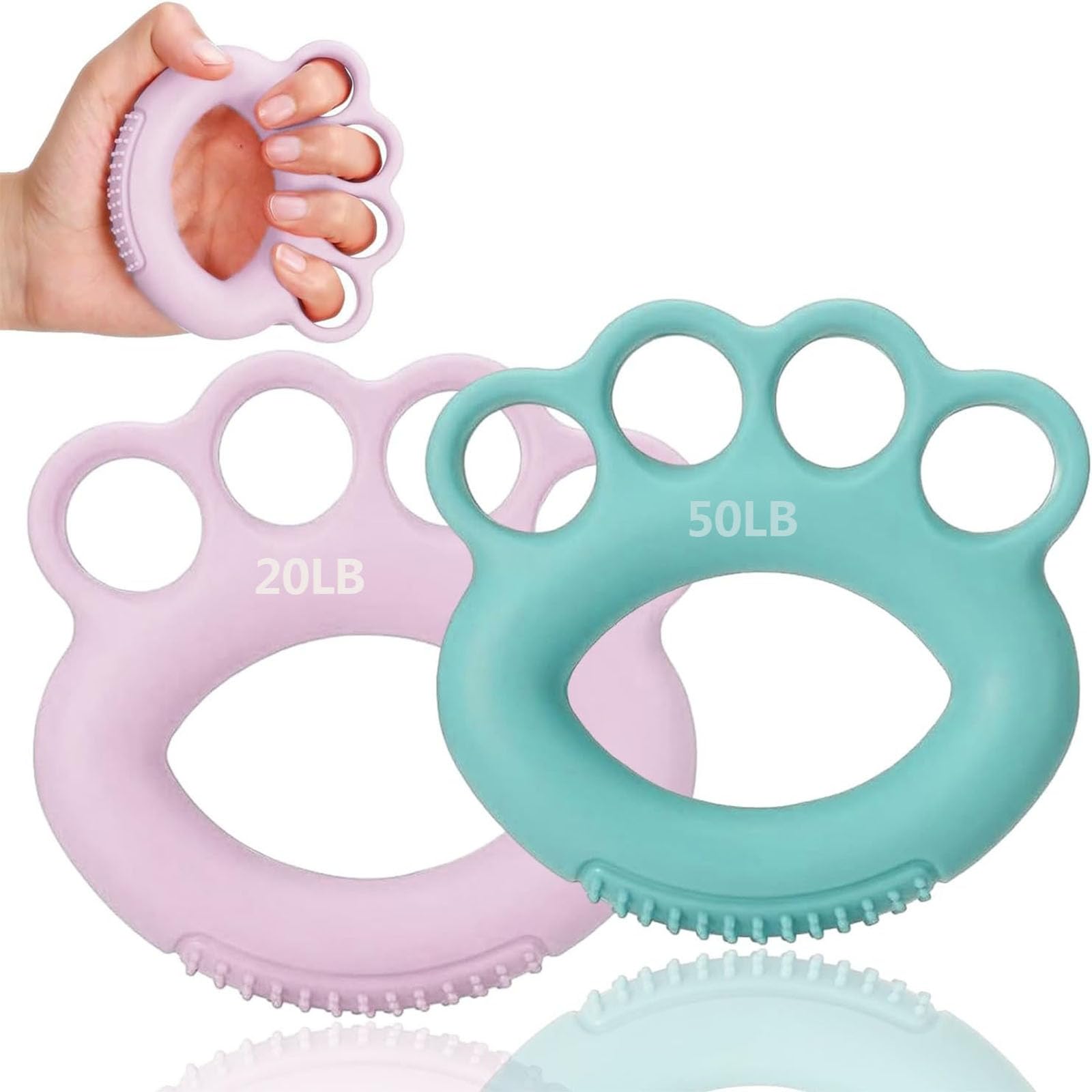 2pcs Stress Balls for Adults Hand Exercise Ball, Finger Exerciser Grip Ball for Arthritis Elderly Improved Hand Strength Fitness Stress Relief (Pink and Blue)