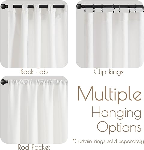 Miniatura 6 de JINCHAN Cortinas blancas para sala de estar y dormitorio, cortinas texturizadas de lino de 96 pulgadas de largo, 2 paneles, cortinas de estilo