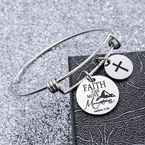 Image of Cross Adjustable Christian Bible Verse Bracelet Religious Jewelry | Inspirational scripture bangle, thoughtful confirmation faith gift for women teengirls