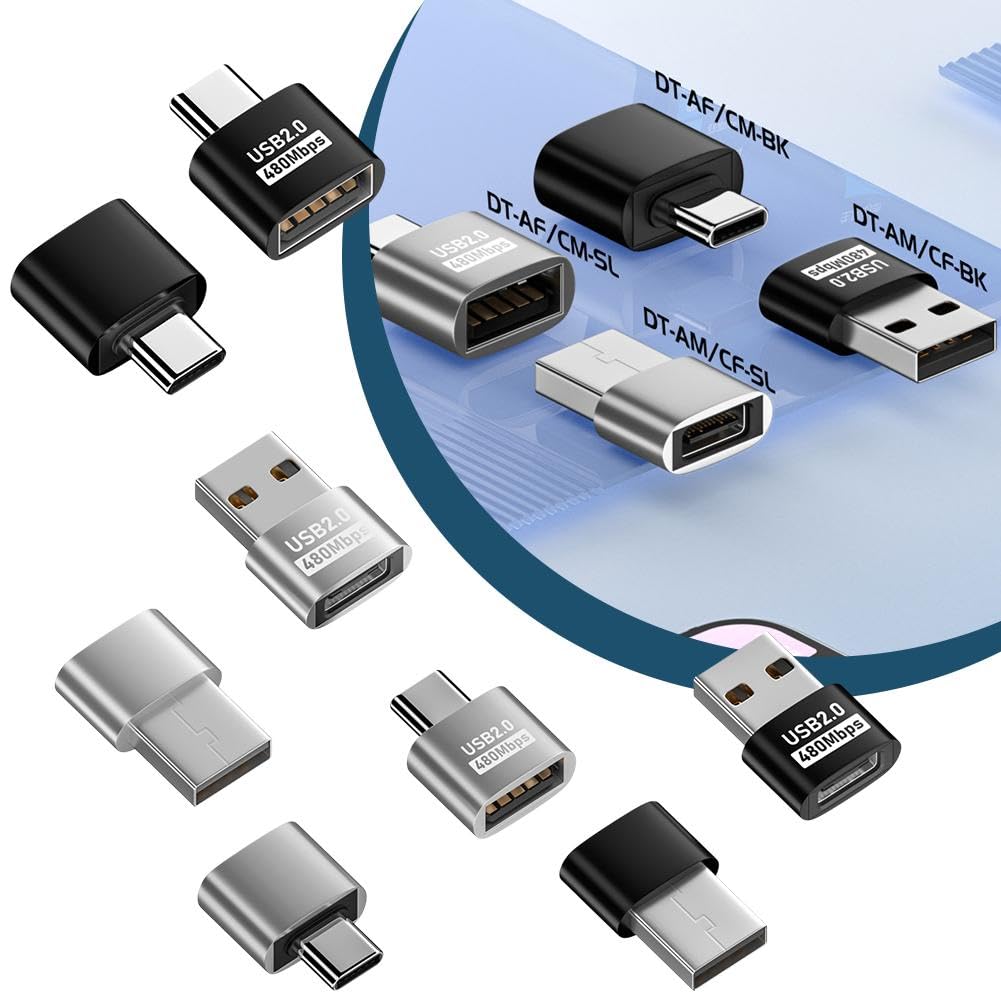 Adattatore OTG USB Tipo C Maschio a Femmina Alta Velocità per Trasferimento Dati e Uscita Video Argento