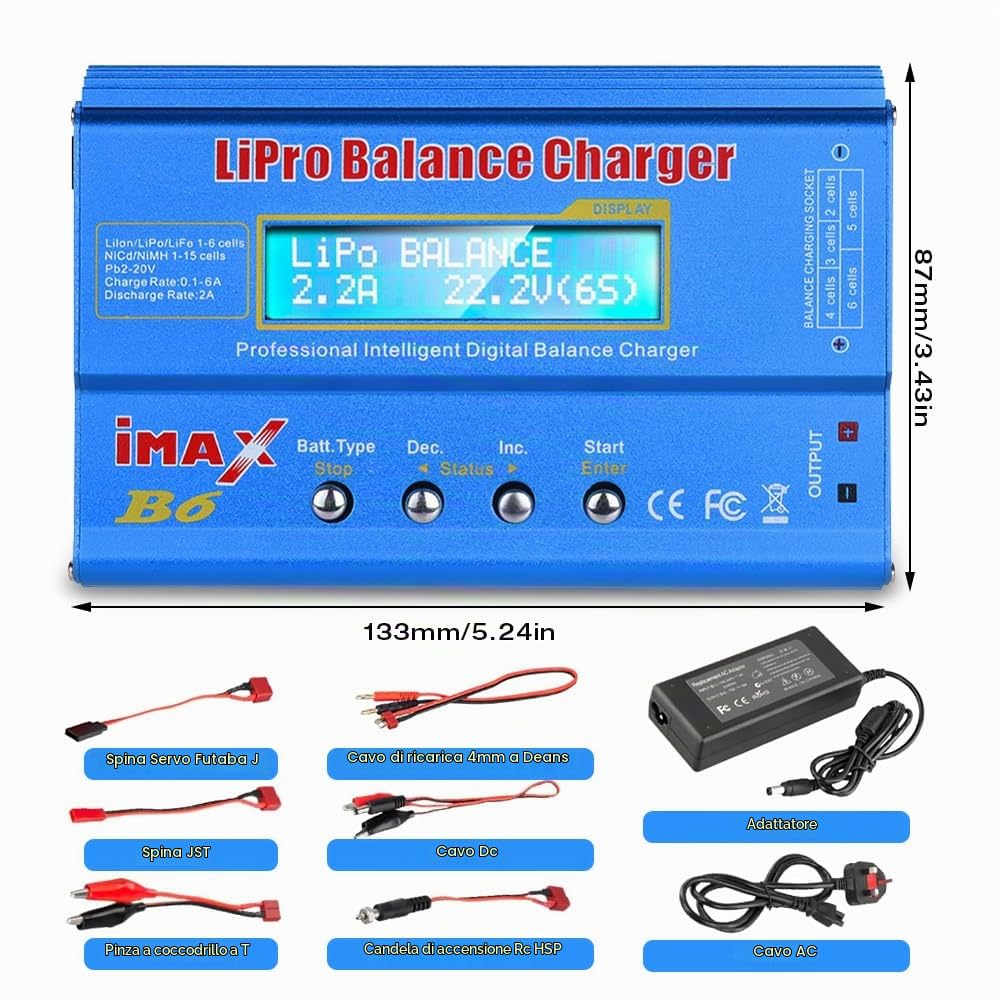 Lipo - Caricabatteria intelligente multifunzione da 80 W per varie batterie al litio
