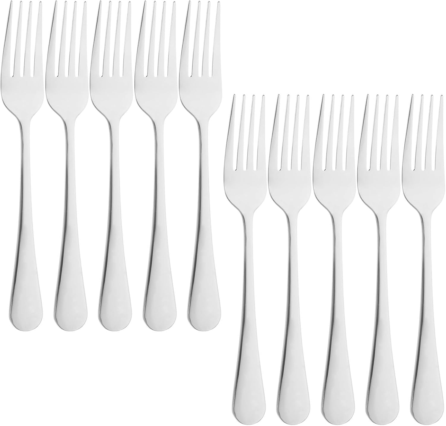 10 Piece Stainless Steel Dinner Forks Set for Home Kitchen Use
