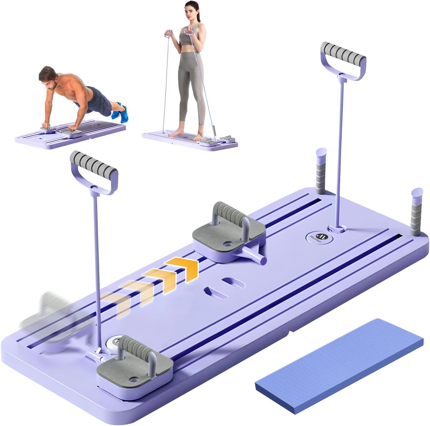 Pilates Board, Multi-Functional Ab Roller Board with Timer, Non-Slip Ab Machine with Slideway & Elbow Support, Easy to Store Ab Roller Board for Fitness Enthusiasts & Novices, Men, Women