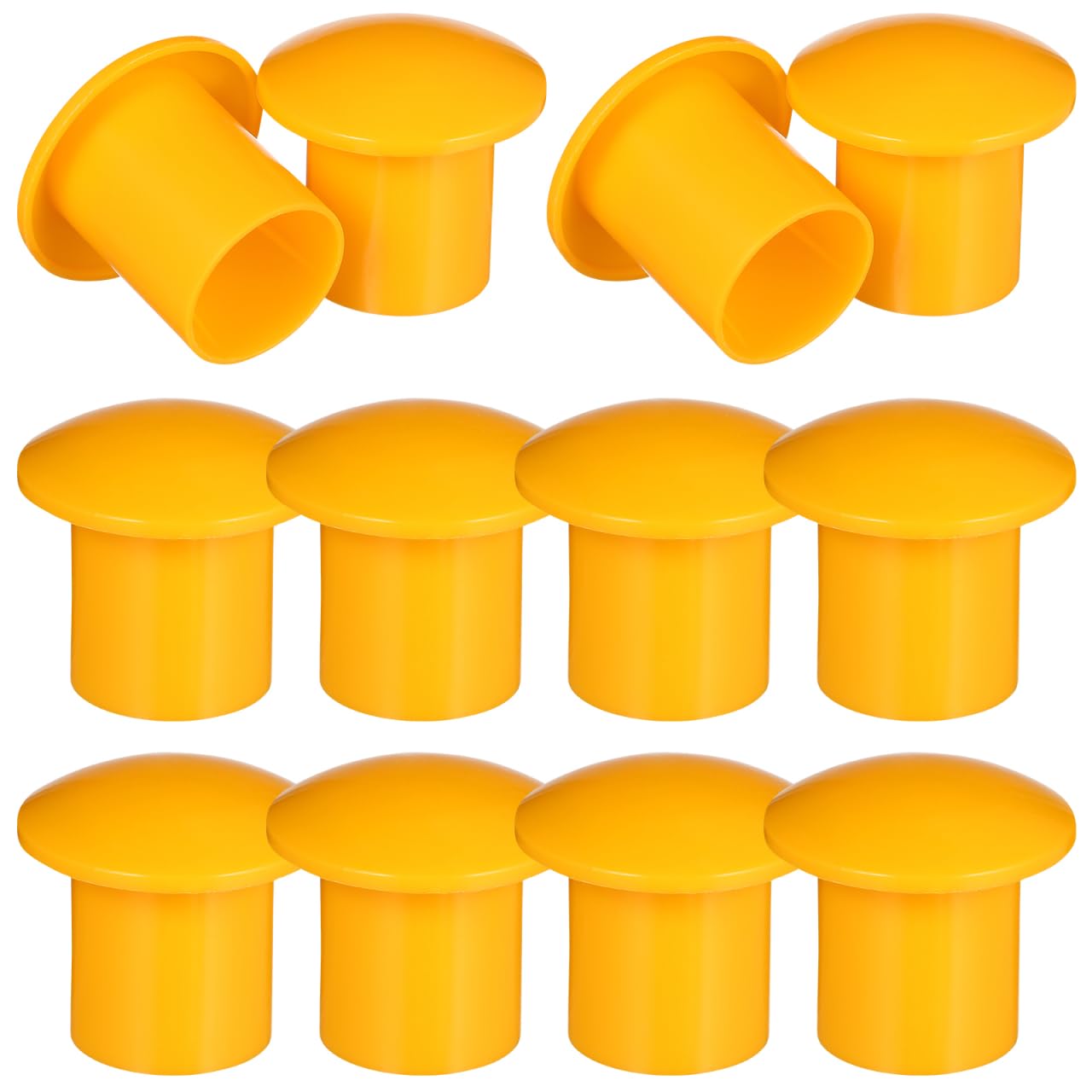 PartyKindom 30Pcs Yellow Plastic Rebar Protection Caps Lightweight Safety Covers for Construction Rebar End Markers and Road Pin Safety