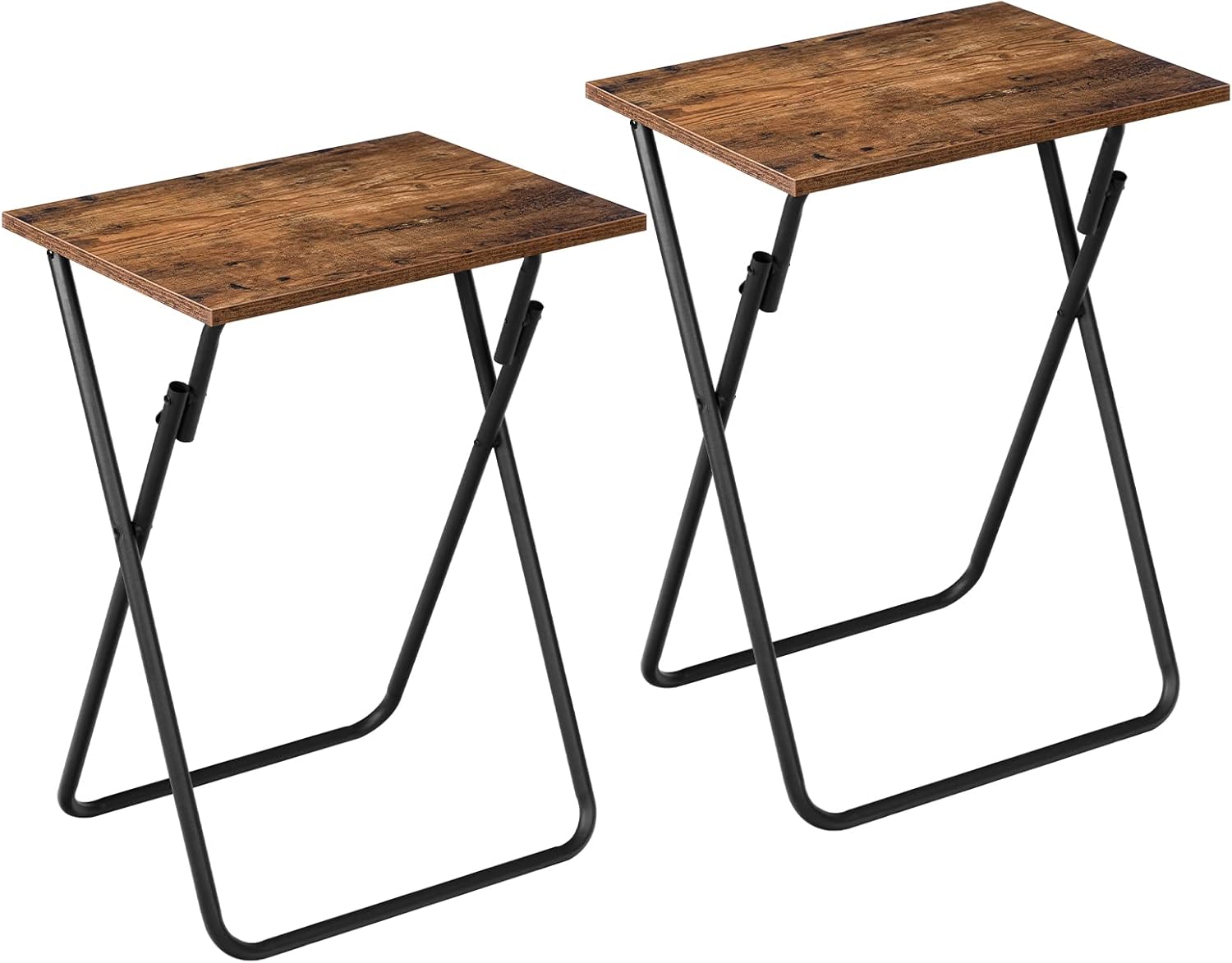 HOOBRO Folding Side Table, Set of 2, Small Folding Table, TV Dinner Table, Foldable TV Tray