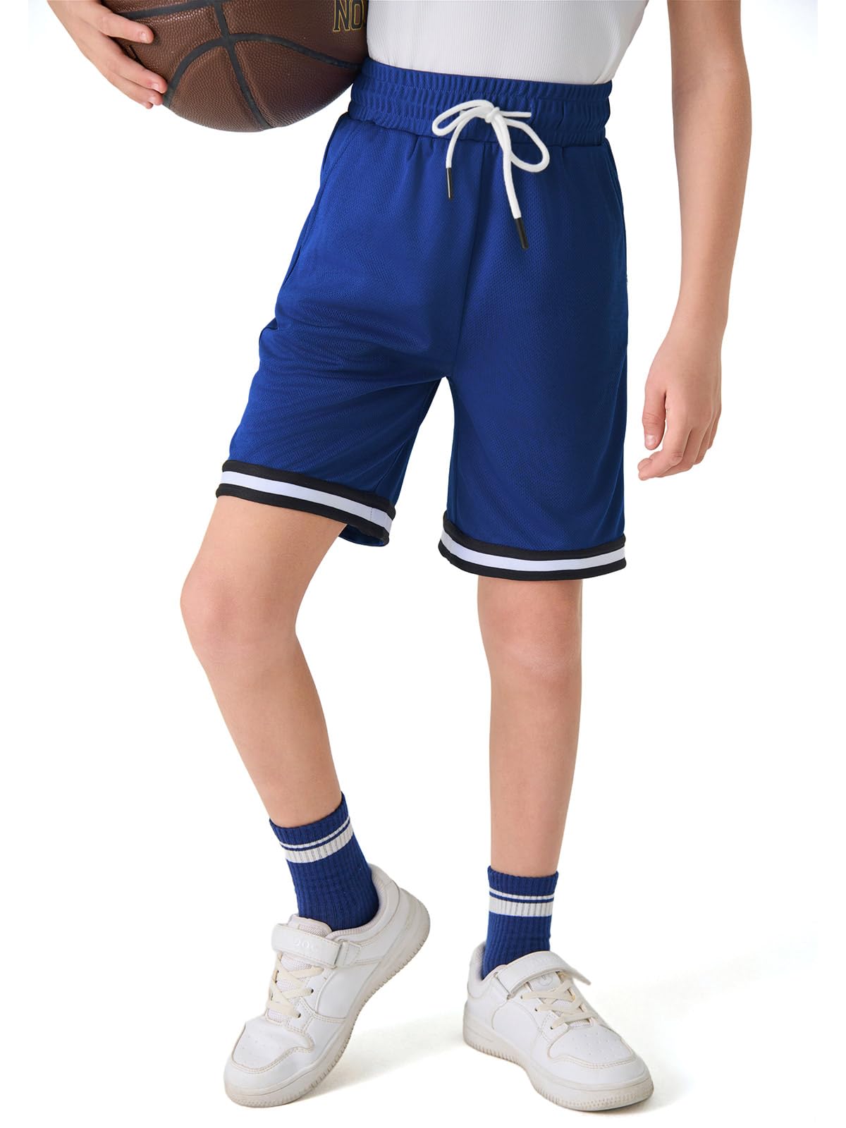 Haloumoning Boys Athletic Basketball Shorts Kids Mesh Active Quick Dry Shorts with Pockets 5-14 Years
