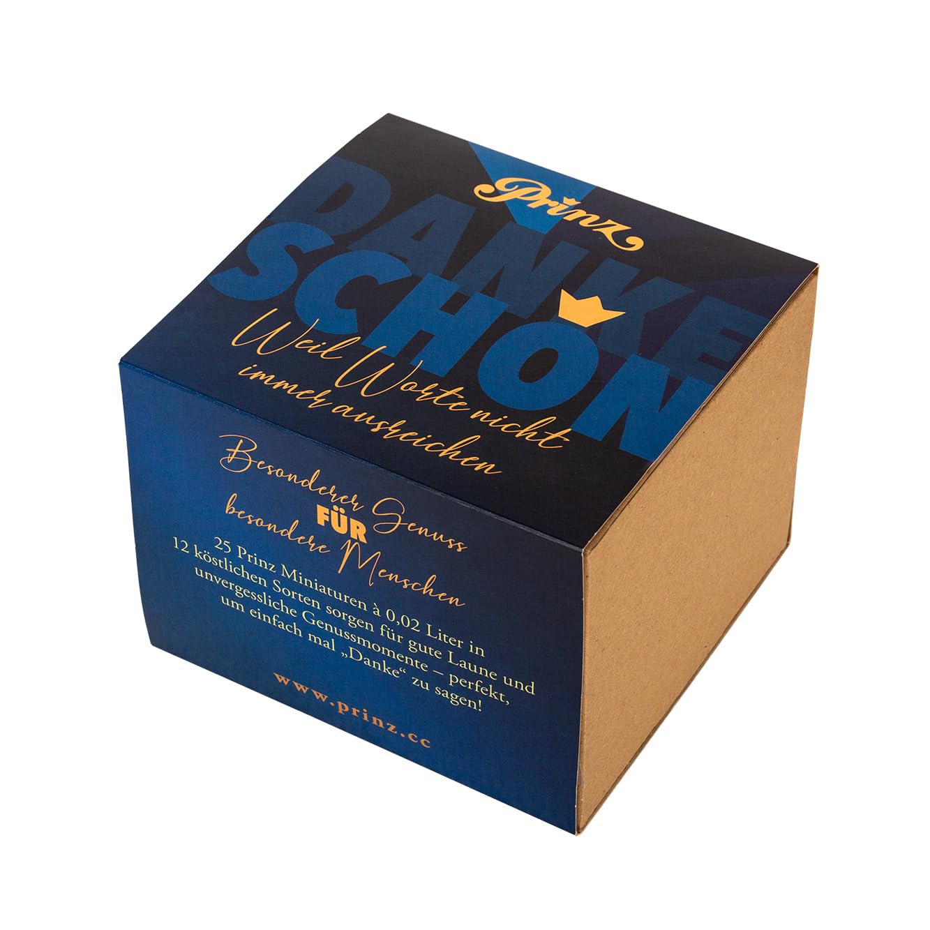 Prinz Danke-Box | 25 Schnaps- und Likörspezialitäten | Geschenkbox | Dankeschön-Geschenk & Mitbringsel (Königsblau)