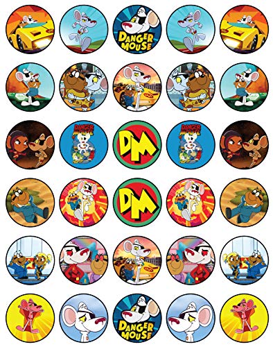 30 x Edible Cupcake Toppers Themed of Danger_Mouse Collection of Edible Cake Decorations | Uncut Edible on Wafer Sheet