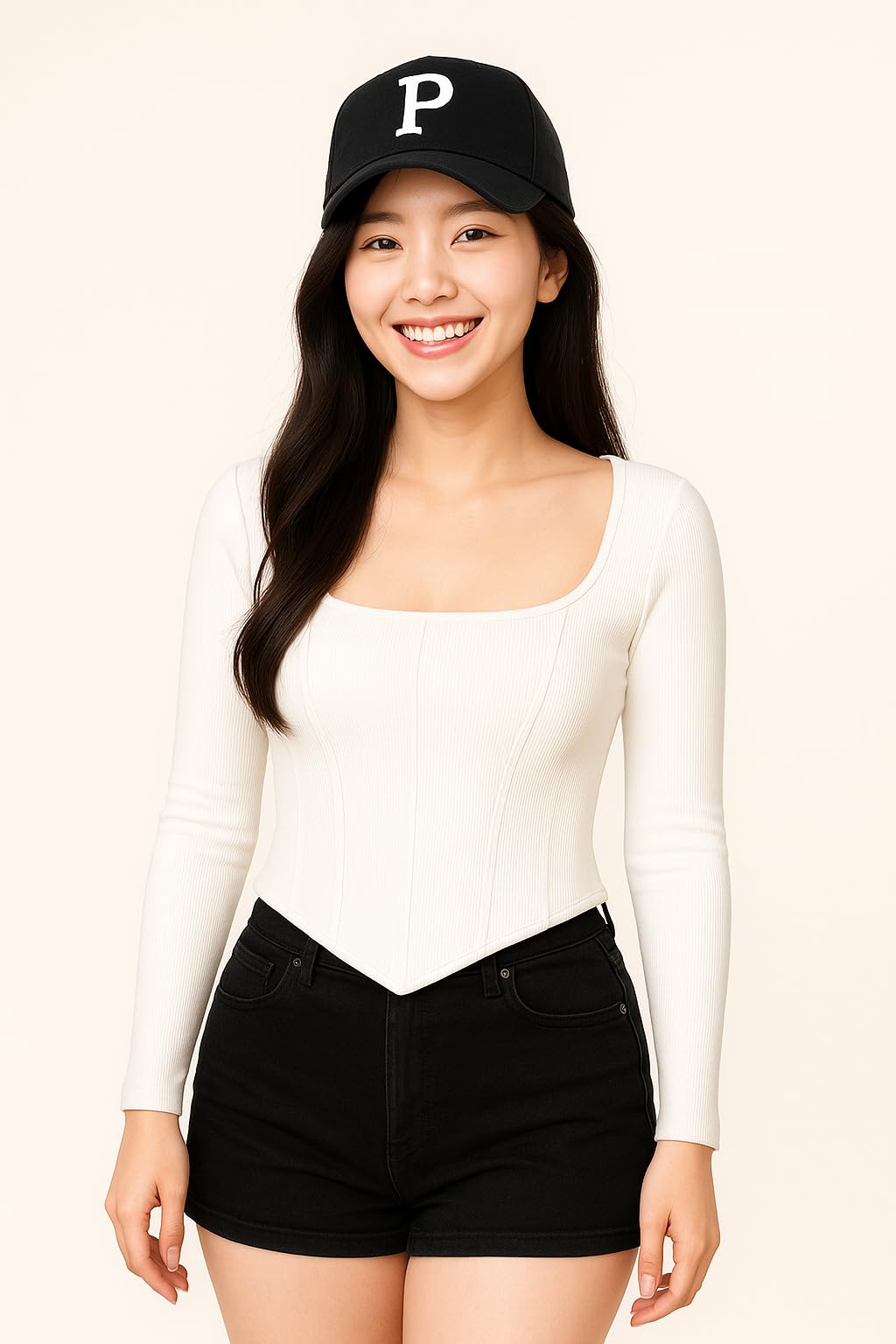 Women's Ribbed Long Sleeve Crop Top, Square Neck Corset Style op for Women & Girls – Available in Brown, Pink, Beige, White, Black (XS-L)-picture-36