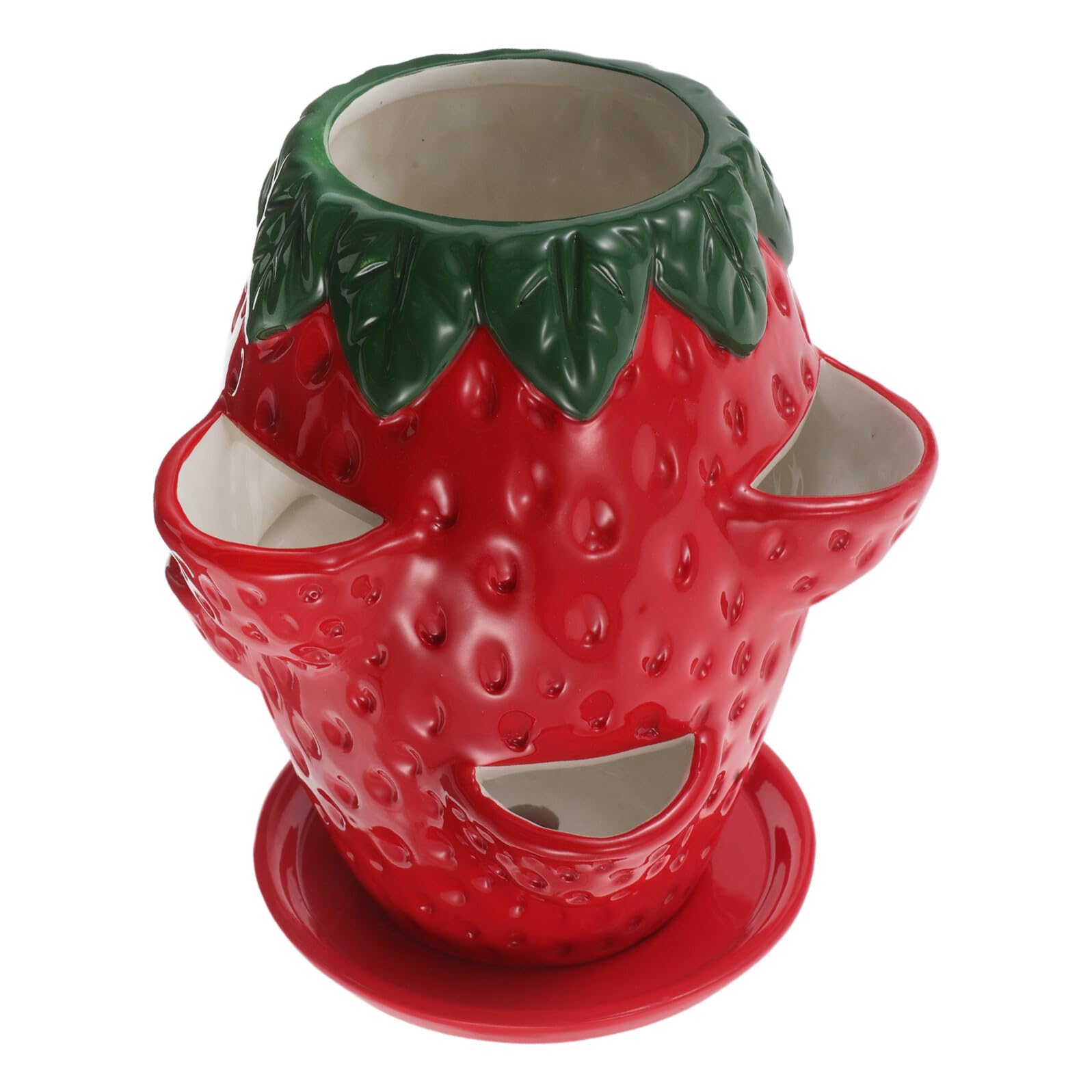 ORFOFE Ceramiczne Doniczki Do Orchidei i Roślin Doniczkowych Lekkie Kształcie Truskawki z Wieloma Otworami i Spodkiem Odporne Blaknięcie Do Użytku Wewnątrz i Zewnątrz Dekoracyjne Wazony