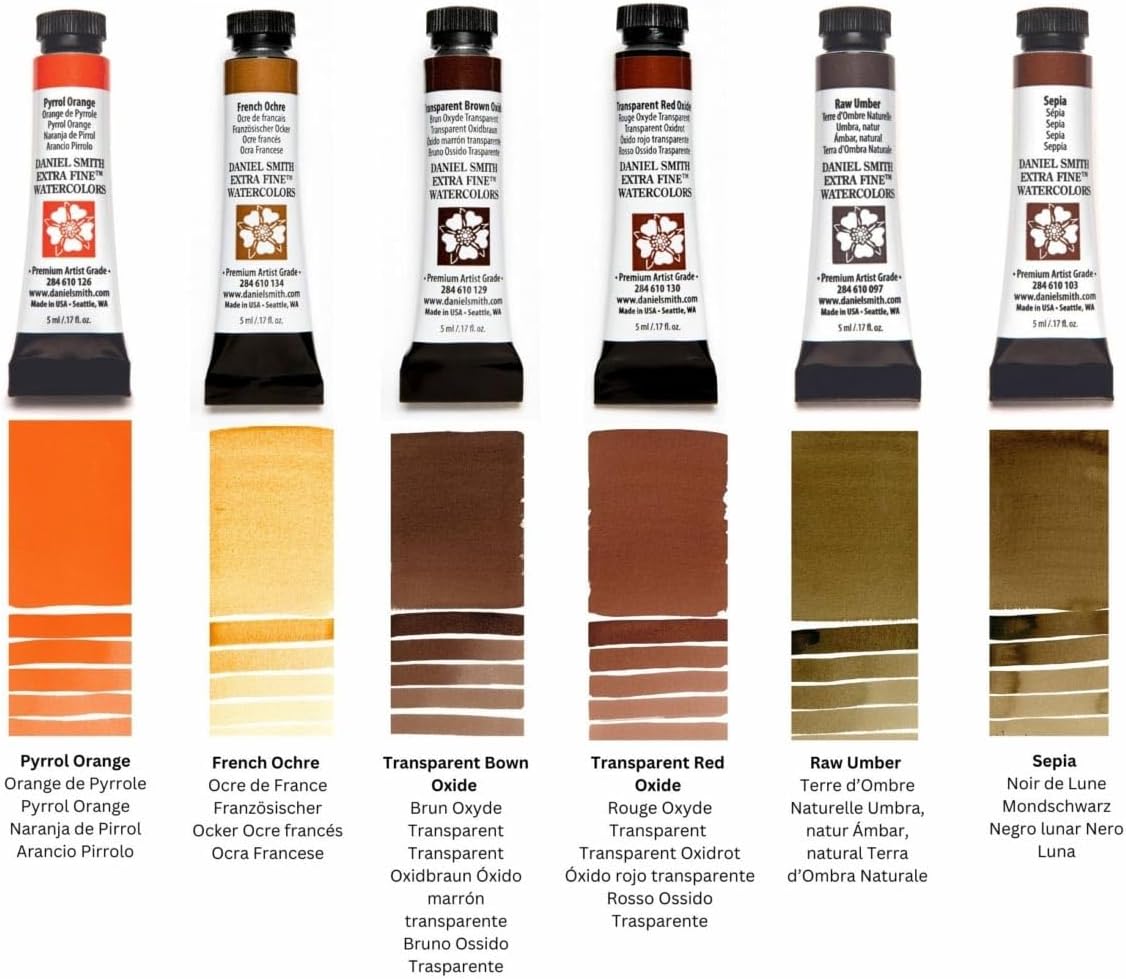 DANIEL SMITH Extra Fine Watercolor - Set of 6, Jayson Yeoh Master Artist Warm It Up, 5 ml Tubes