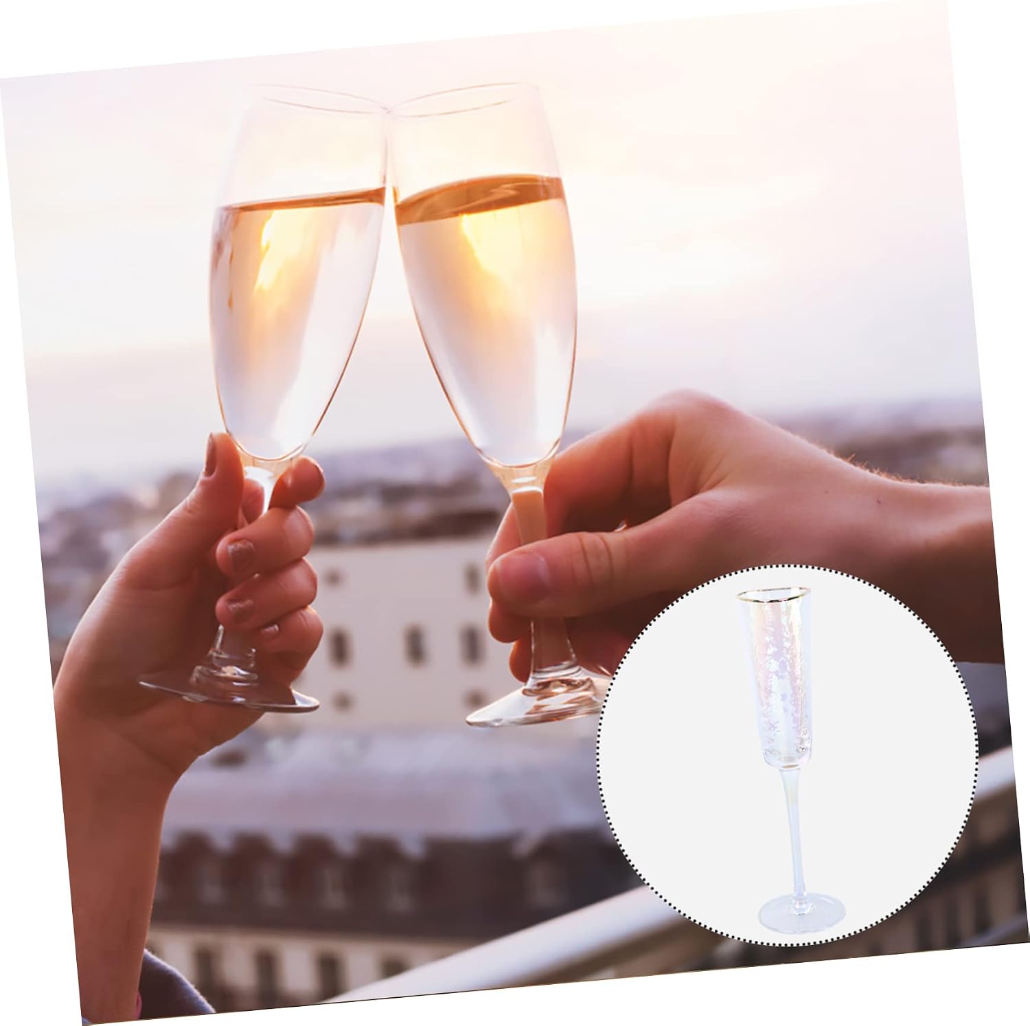 European Style Crystal Glass Stemware 6 Piece Set Elegant Flutes for Weddings Parties and Special Occasions High Clarity Lead-Free Glass
