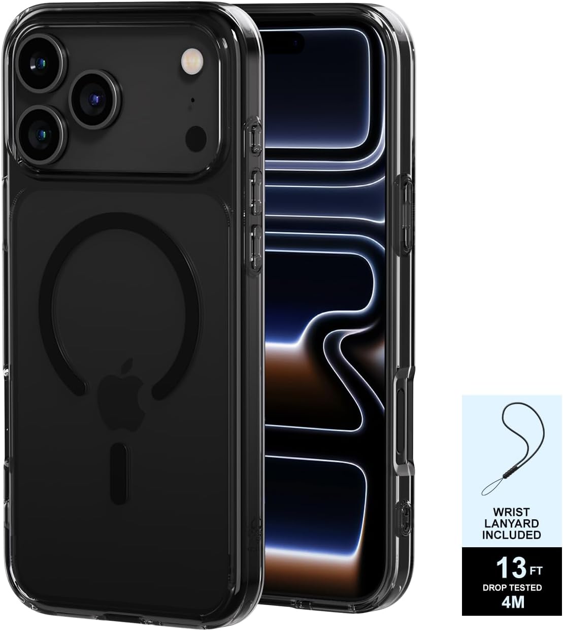 paul b for 2025 iphone 17 pro max case (compatible with magsafe) military grade drop protection(drop tested up to 13ft) anti yellowing|magnetic rugged shockproof phone cover (clear black, iphone 17 pm iphone 17 pro max clear black