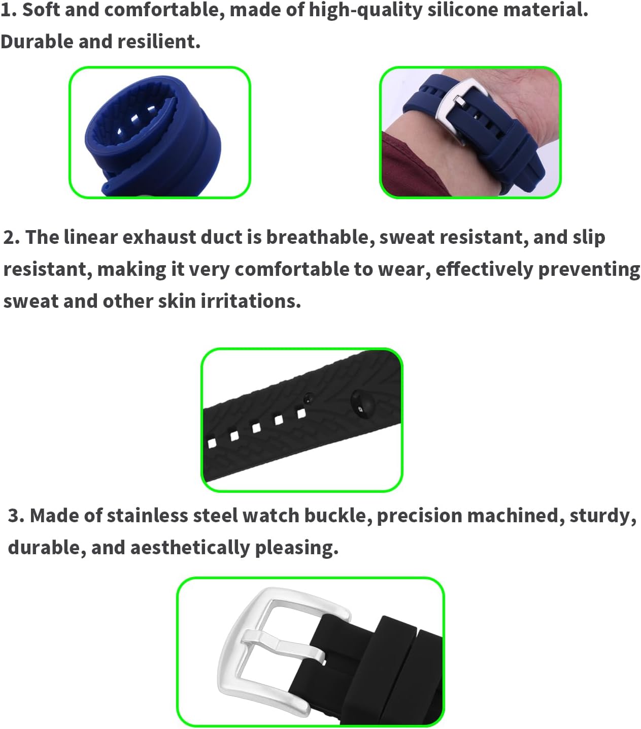 Men's Rubber Strap Compatible for 22mm Tissot T035 T070 T086 T116 T120 T123 T125 T129 Ladies outdoor work waterproof silicone watch band wrist strap Buckle, Blue