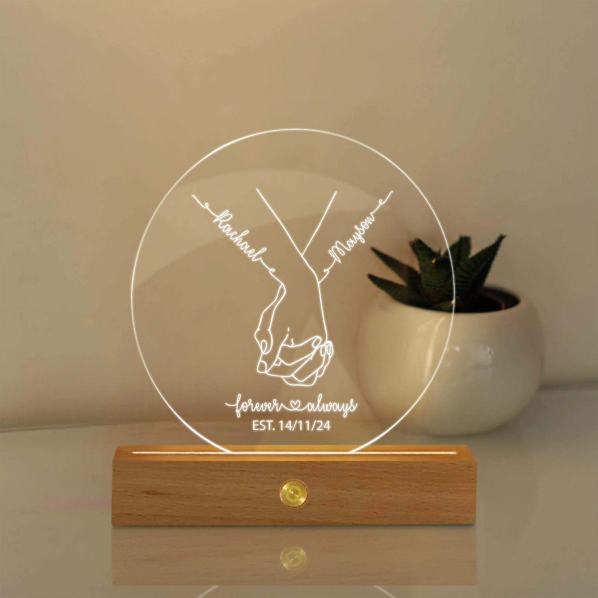 KreateSquare Personalised Gifts Night Light with Any Name and Date, 7 Colour Changing Lights Lamp, Boyfriend Girlfriend Gifts for Engagement, Wedding, Anniversary or Birthday โ image 1