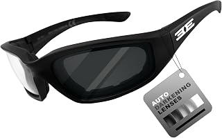 Epoch Motorcycle Padded Photochromic Sunglasses Black Frame Clear to Super Dark Lens Price In India