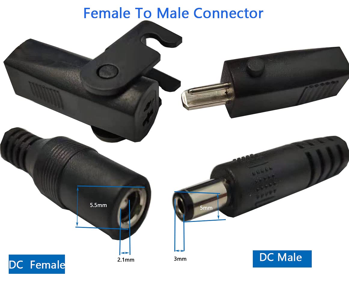 Huachuang Cavo di Prolunga CC da 2.1mm x 5.5mm Connettore Maschio-Femmina, Adattatore di Alimentazione Per Sedia Inclinata Elettrica 29V 2A-Pin Piatto Cavo da CC a Trasformatore-Convertitore CC-Nero