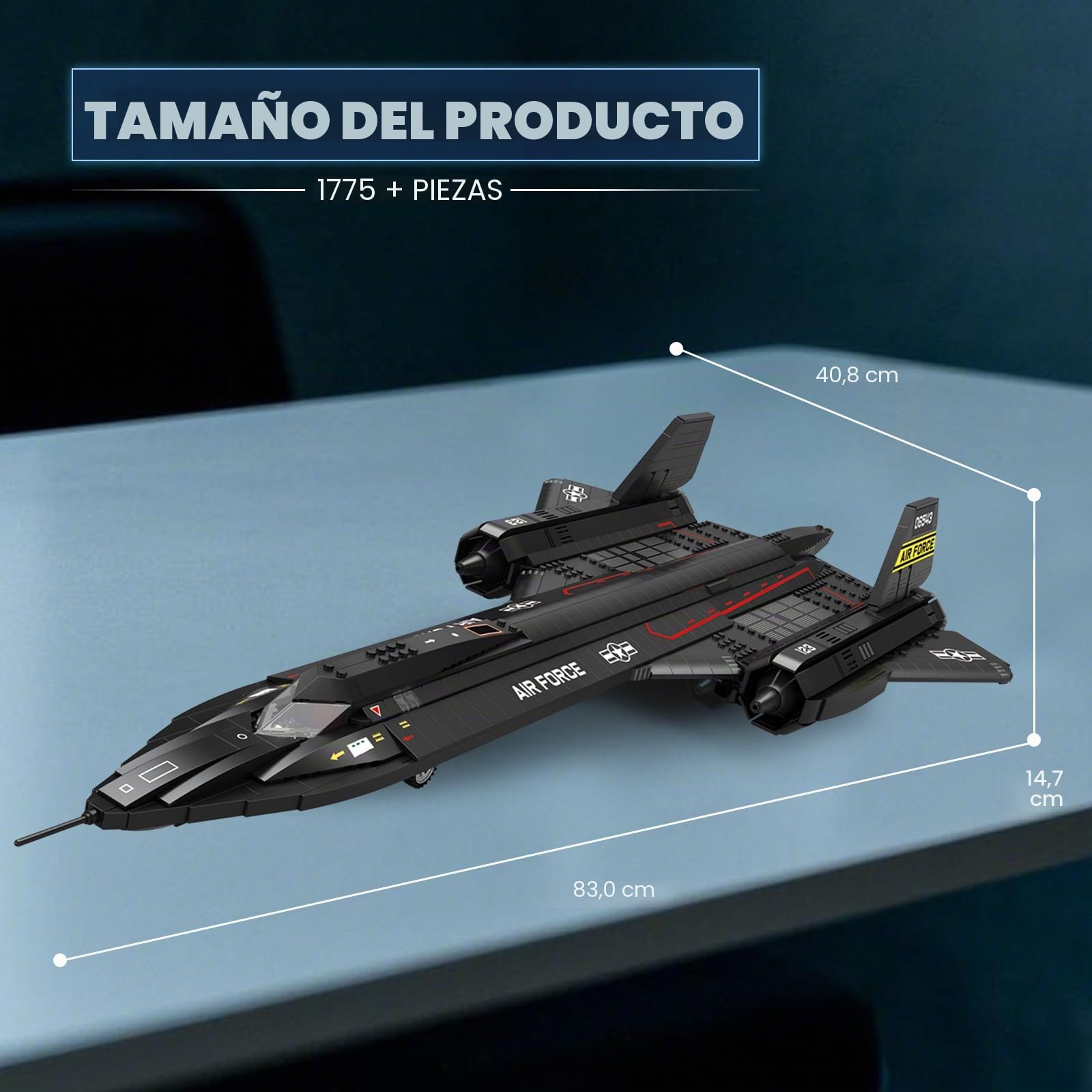 Reobrix SR-71 Blackbird Reconnaissance Fighter Jet Building Set, 33041 Juegos de construcción de aviones militares, decoración del hogar o colección, juguetes de avión de aviación, regalos para