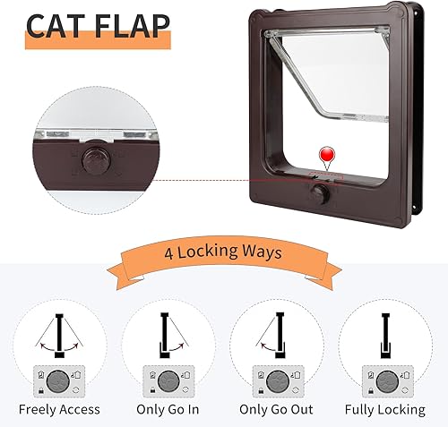 Miniatura 3 de Puerta grande para gato para puerta interior (tamaño exterior 10.8 x 9.25 pulgadas), puerta de gato con bloqueo de 4 vías para puerta exterior,