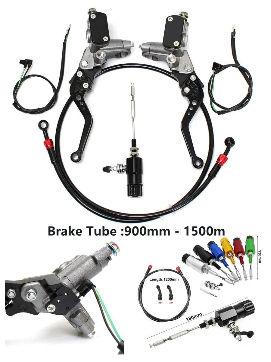 Kit Embrayage Hydraulique Guidon Universel De Moto De 7/8 "22 Mm Kit De Maître-Cylindre De Frein Frein Main Embrayage Leviers(Blue Set)