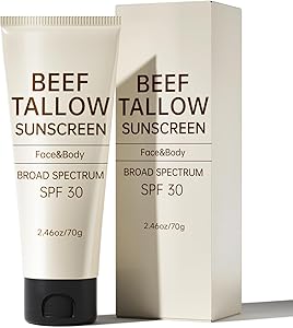 Tallow Sunscreen, Sunscreen for Face, SPF30 Natural Reef Safe Face Body Beef Tallow Sunblock, Non Greasy Clean Travel Sun Screen Sunblock for Summer Outdoor Travel, 2.46 OZ