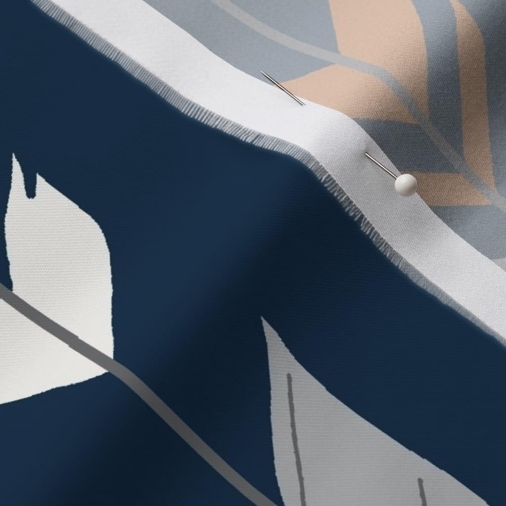 Spoonflower Fabric - Arrow Feathers Navy Orange Trendy Chevron Archery Gray Feather Printed on Organic Cotton Sateen Fabric by The Yard - Sewing Quilting Apparel Home Decor