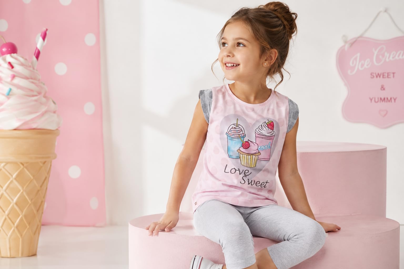 Generico Mayoral Completo Bambina Estivo 3-9 Anni, Set 2 Pezzi con T-Shirt in Cotone Elasticizzato e Leggings Coordinati, Outfit Casual Chic Bambina Primavera Estate