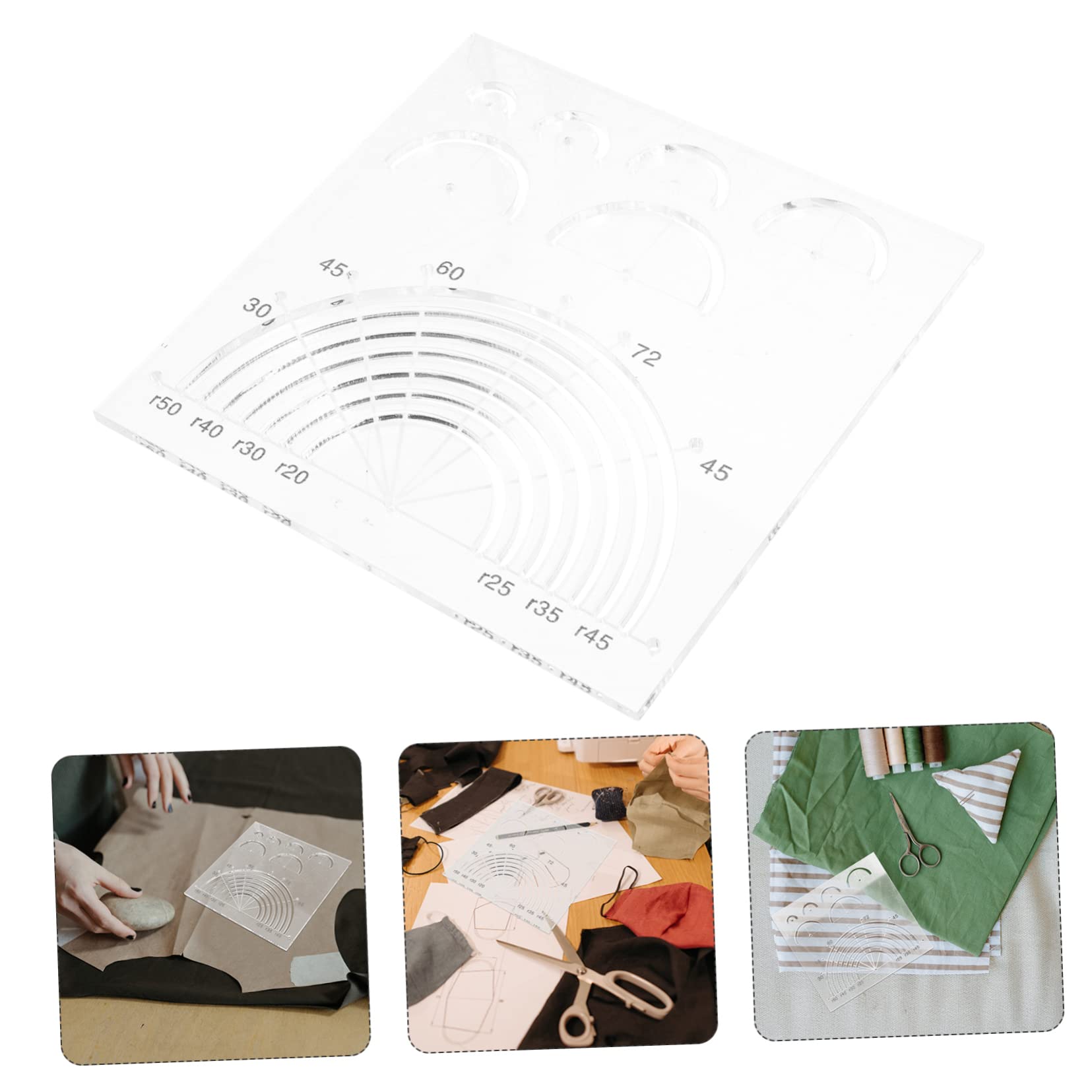 SEWACC 5piezas Regla Acrílica Semicircular Para Acolchado Plantilla De Costura Transparente Herramienta De Manualidades Para Quilting y Patchwork Para Proyectos De Costura