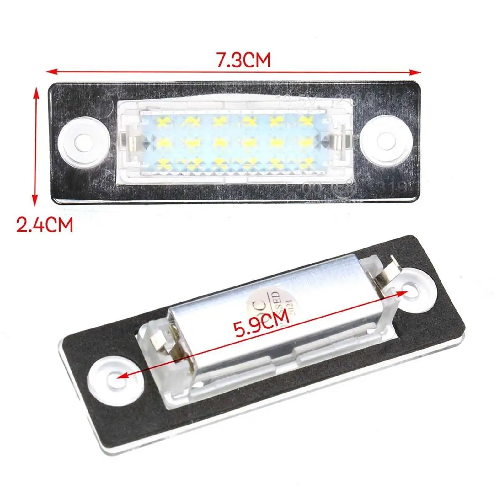 Luz de matrícula (2 Unidades) LED para matrícula de Coche, Compatible con VW Transporter T5 Multivan, Caravelle, Passat Caddy, Touran y Golf.