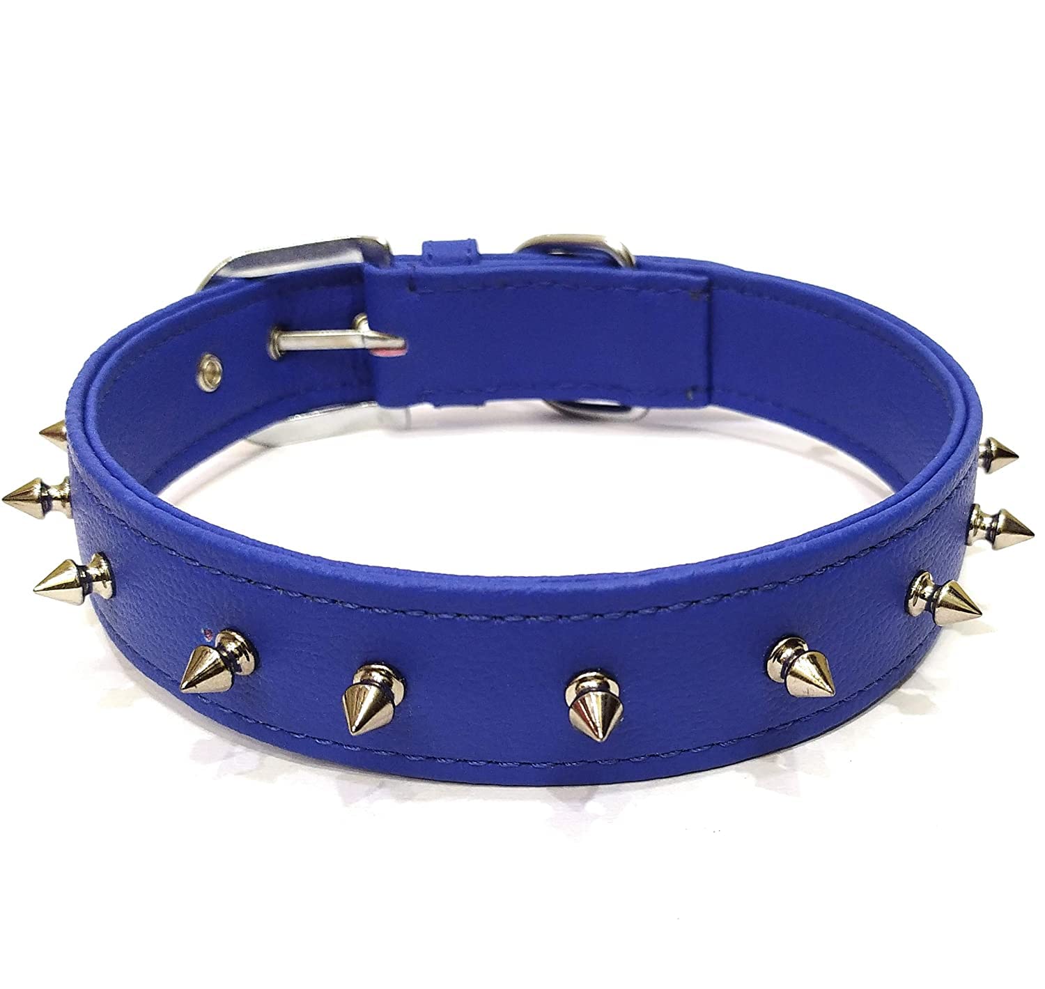 PSK PET MART Leather Single Spike Pu Dog Collar Belt, Medium (Blue) (B0C6LTHX8F) Amazon Price History, Amazon Price Tracker