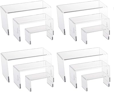 888 Display USA® 12 Clear Acrylic Jewelry Display Risers Showcase Fixtures Bakery shop (4 sets of the Medium Risers)