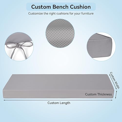 Miniatura 3 de ROFIEJOX Cojín de banco personalizado tamaño de cojines personalizados, color, estilo, durabilidad, tela impermeable para muebles de asiento de