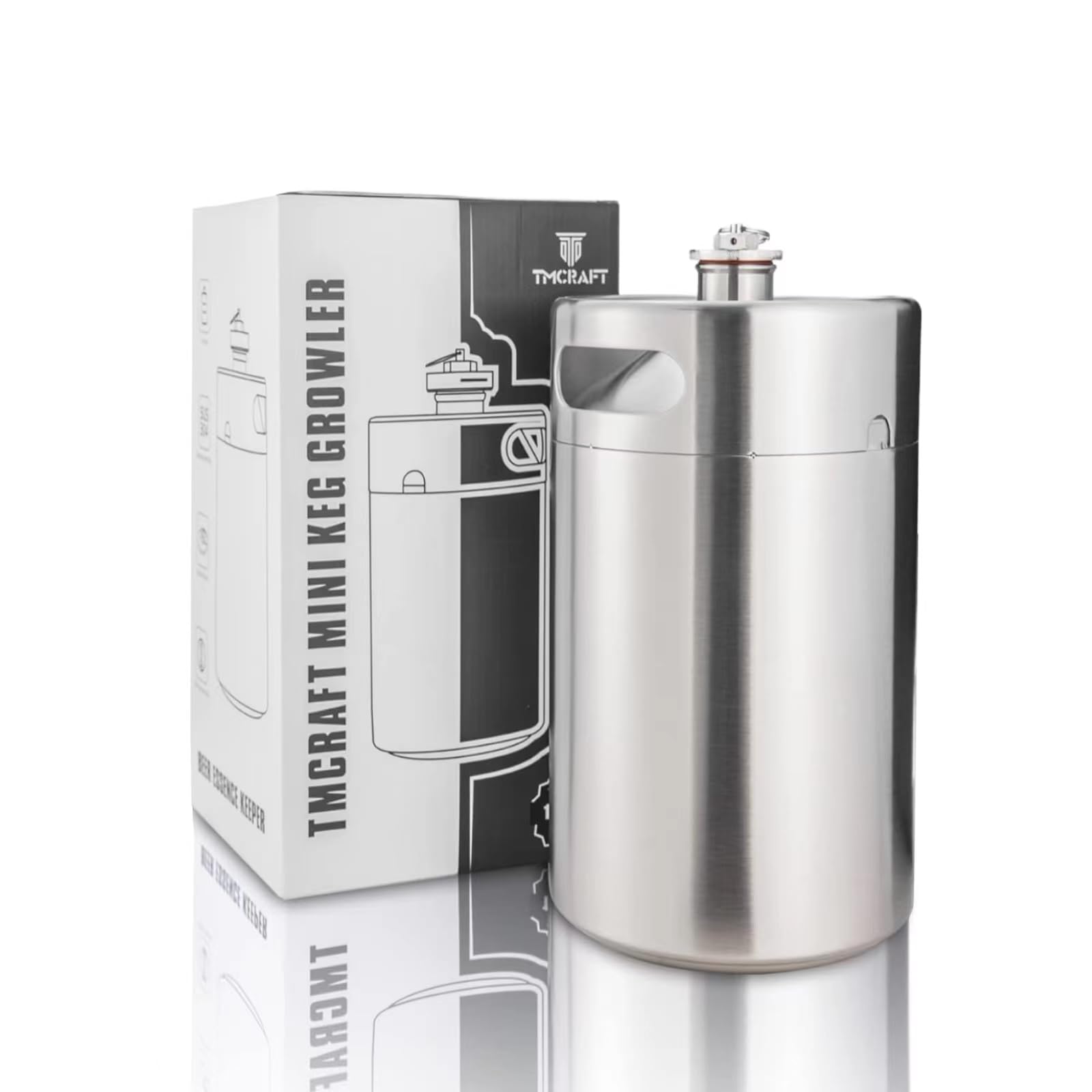 TMCRAFT 8 Liter Mini Growler Keg, tragbares Edelstahl-Bierfass mit Rotundität Spiraldeckel für Hausbrauen, Crafting und Fassbier