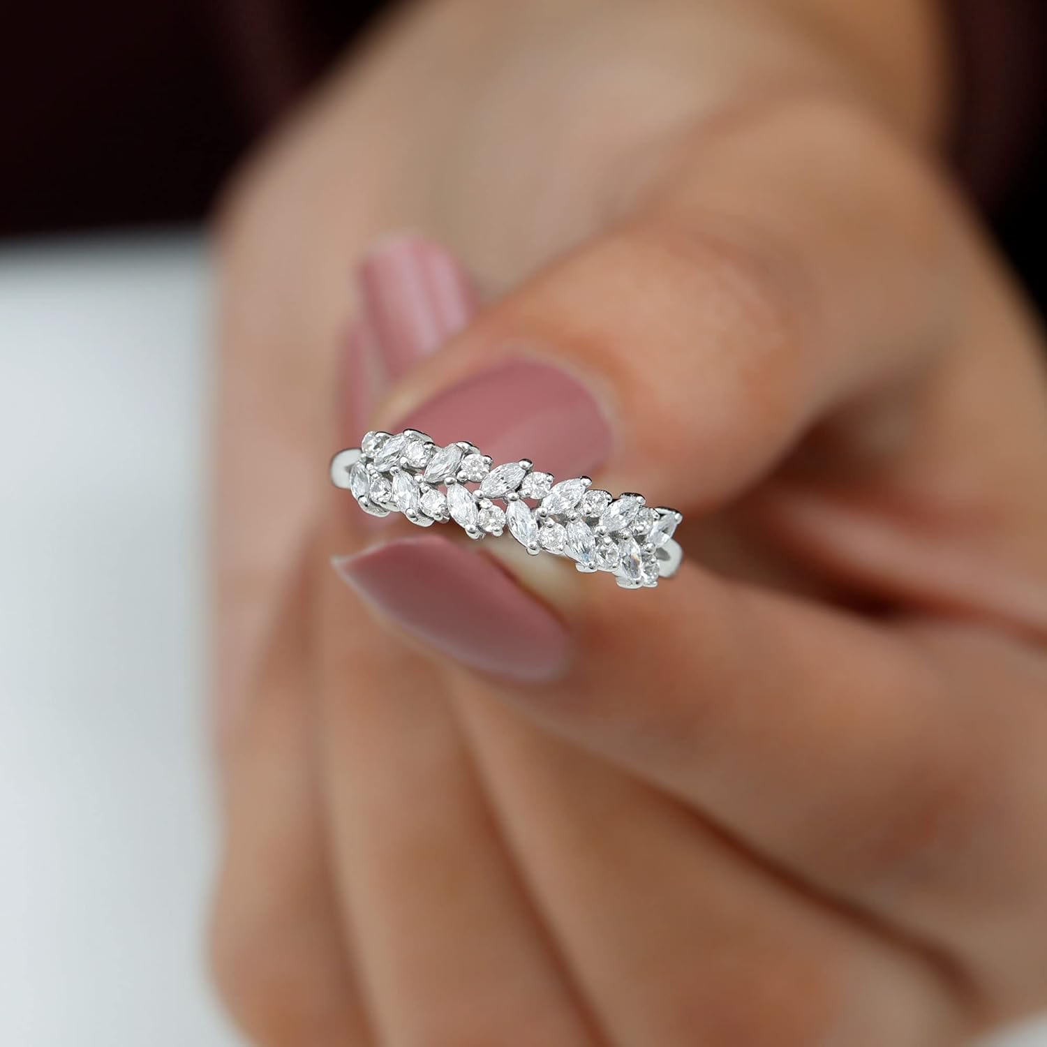 Certified Moissanite Half Eternity Ring for Women, D-Vs1 Quality, Moissanite Anniversary Ring - Ready to Gift