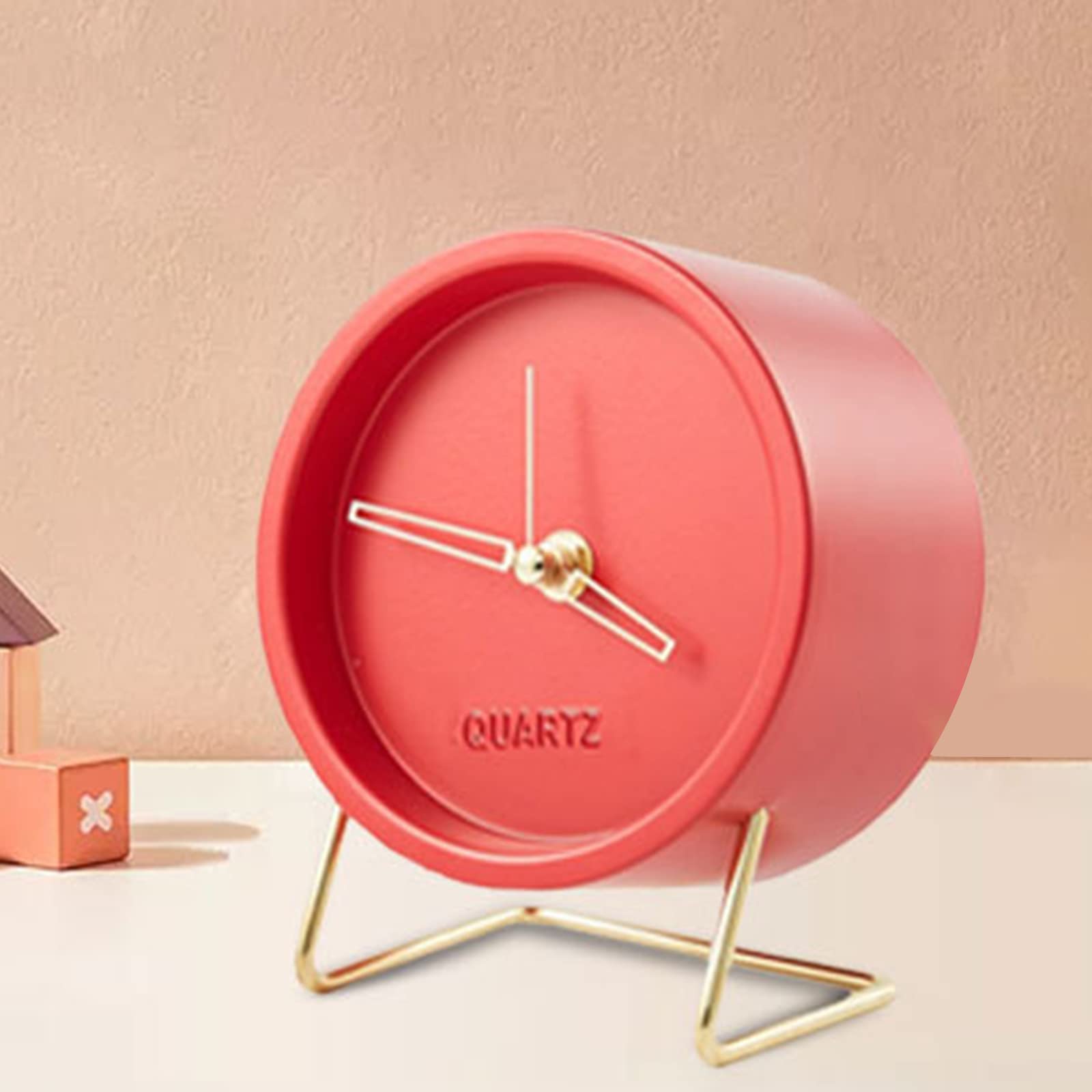 新工芸舎 置時計 アナログ red×beige Amazon.co.jp: 置き時計 置時計 アナログ時計 おき型 シンプル モダン