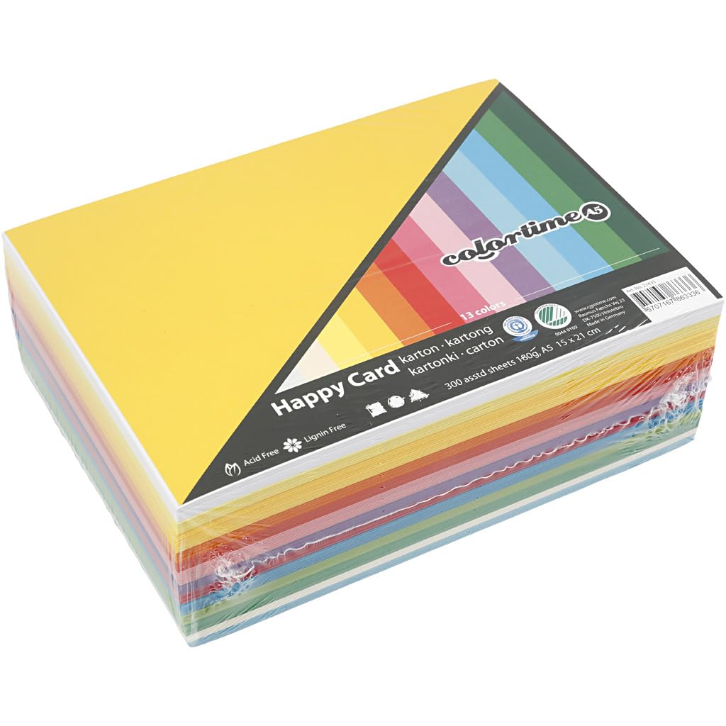 Biglietto di auguri, formato A5, 15 x 21 cm, 180 cm, colori asstd, 300 fogli