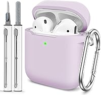 Vista 7 de Funda Protectora para AirPods 1/2, viene con kit de limpieza, funda protectora de silicona suave con hebilla, compatible con estuche de carga