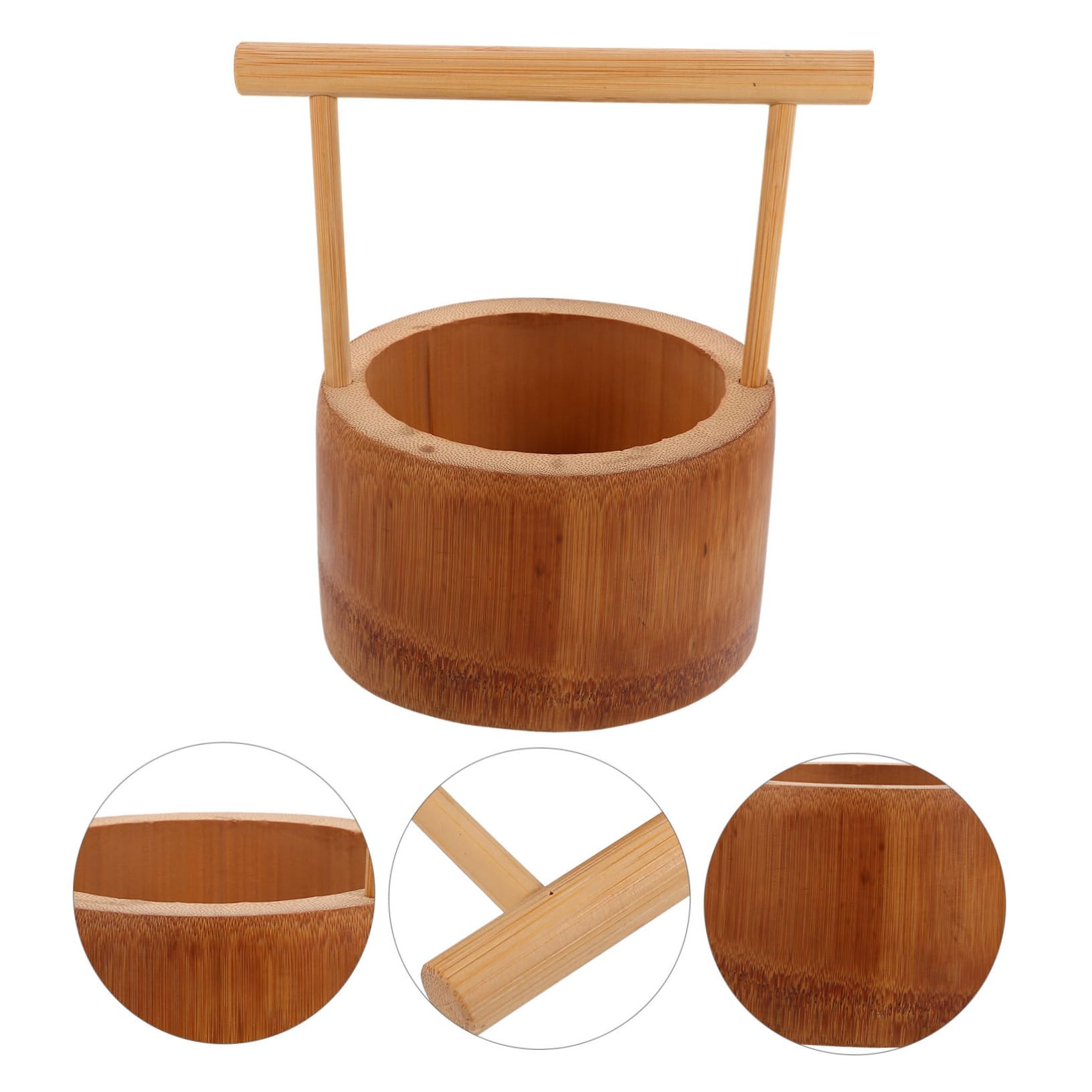MOLUCKFU Small Bamboo Bucket Handle Tea Holder Candy Container Practical Storage for Home Party