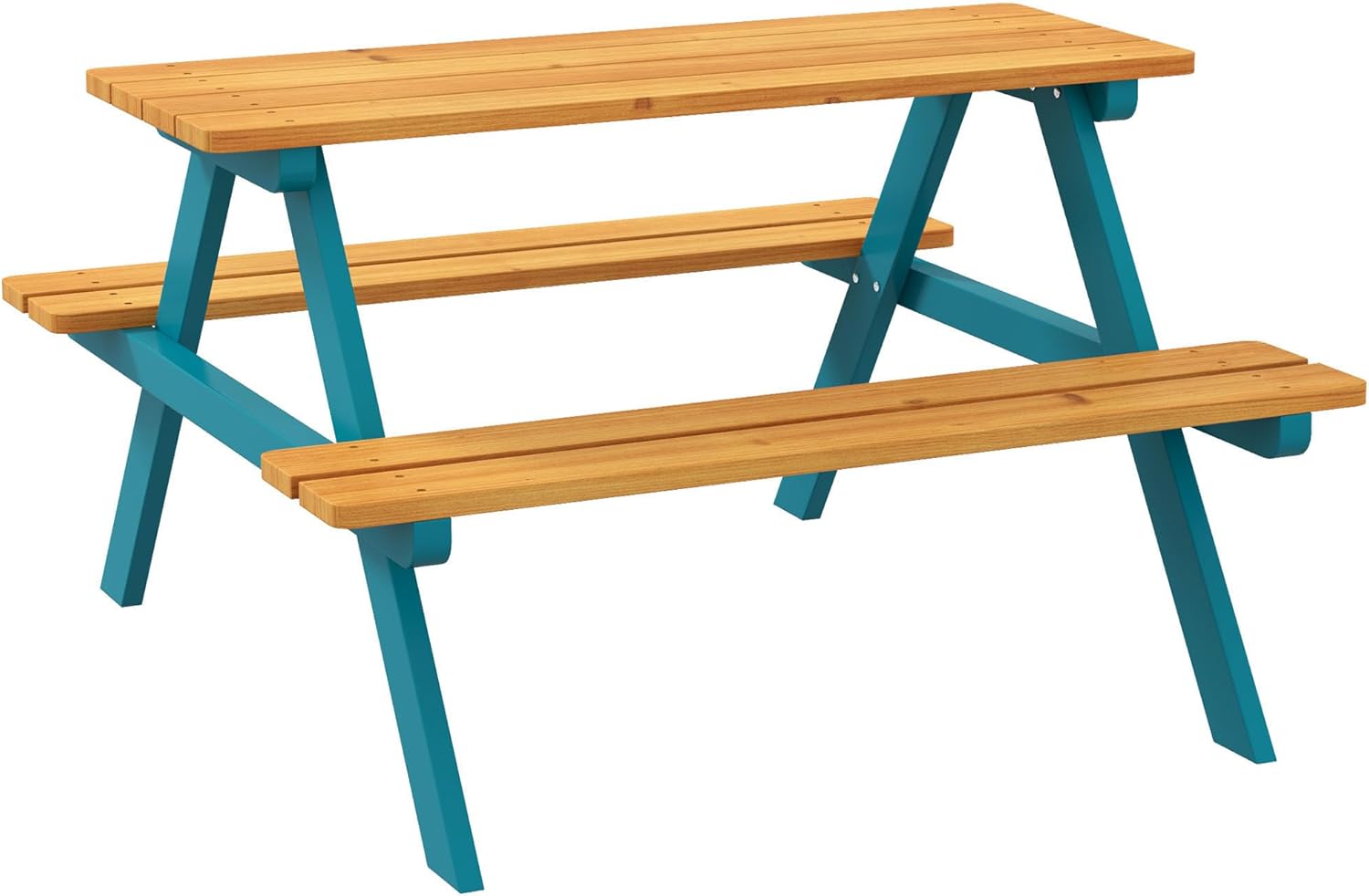 Picnic Table Set with Wooden Table, Outdoor Bench Set with Seating for 4 Ages 3 8 Years Old for Patio Garden, Easy Installation, Outdoor Indoor Use, Natural Wood