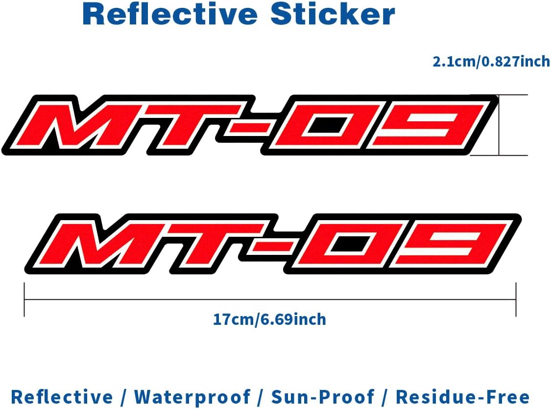Motorcycle Reflective Flexible Vehicle Sticker Decorative Vinyl Bumper Sticks Gas Fuel Tank Badge Emblem Decals Sticker Compatible with Yamaha MT09 MT-09 FZ09 FZ-09 Red