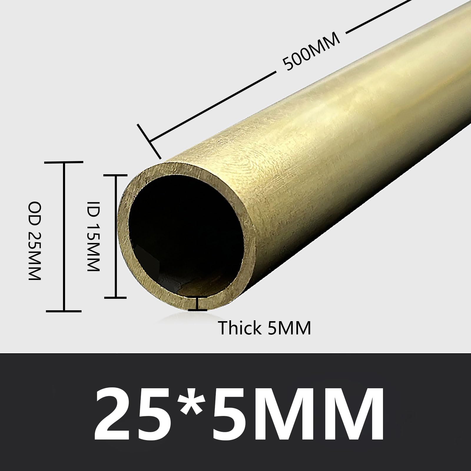 Okrągła rura mosiężna 25 mm OD 2/3/5 mm grubość ścianki × 500 mm długość wysoka wytrzymałość precyzyjne proste rury, 25 * 5 mm