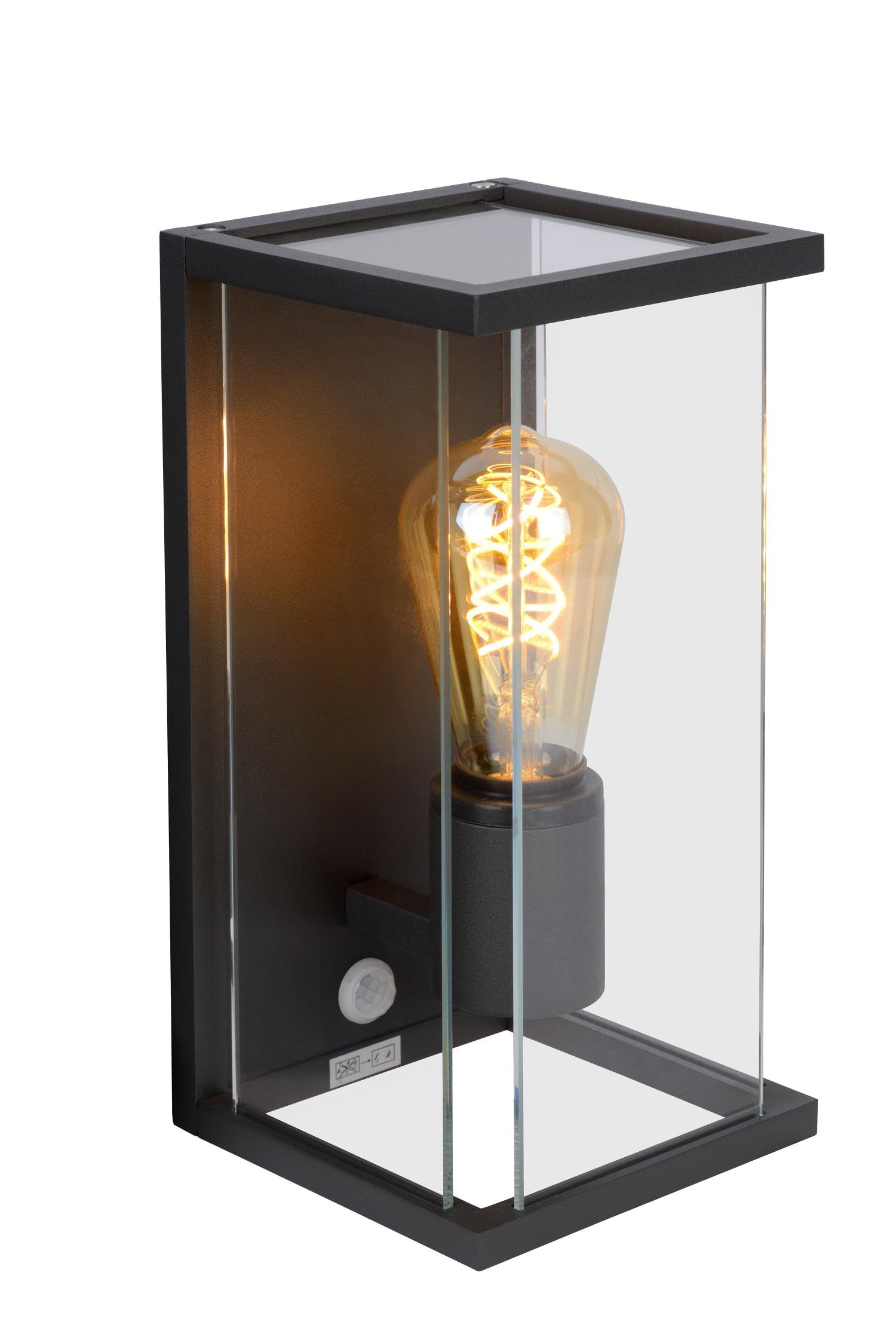 Lucide Claire Half Lantern Outdoor Wall Light With Pir Sensor Anthracite from B&Q