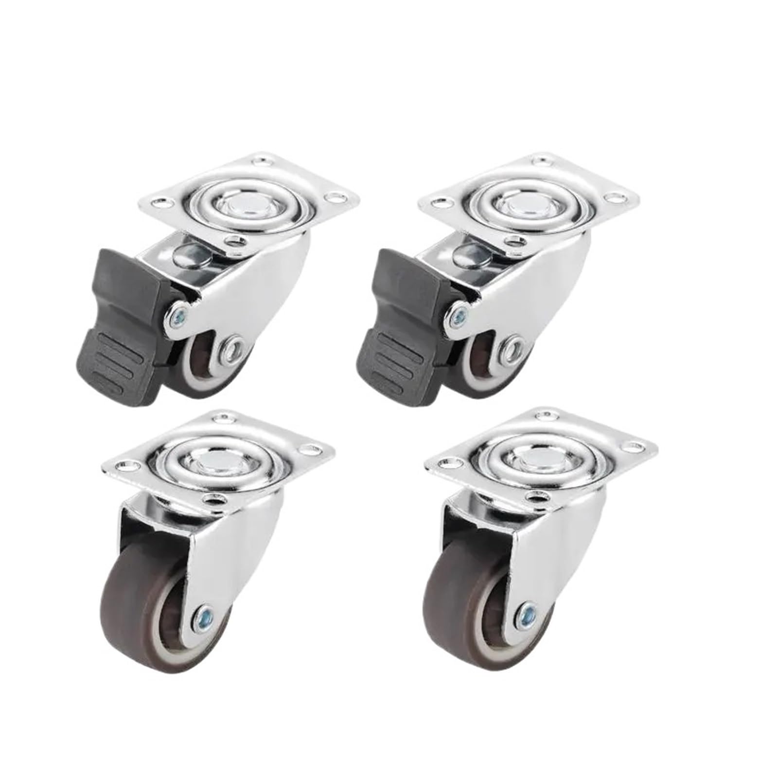 Roulettes directionnelles silencieuses 1 pouce en caoutchouc souple avec frein - Lot de 4
