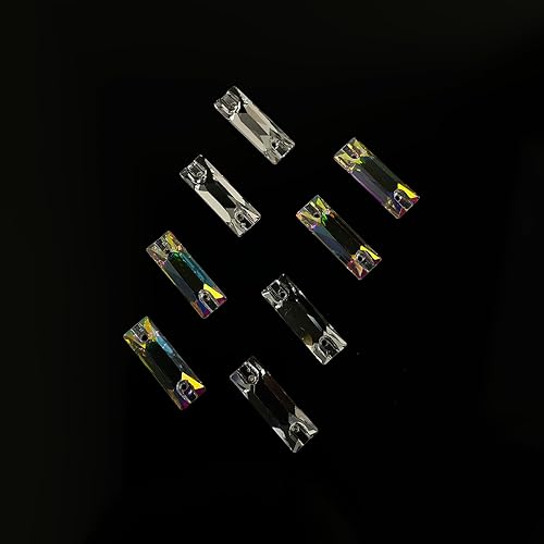 Miniatura 7 de Baguette - Piedras preciosas para coser en la parte trasera plana para manualidades, cristales de Ab, diamantes de imitación blancos para ropa,