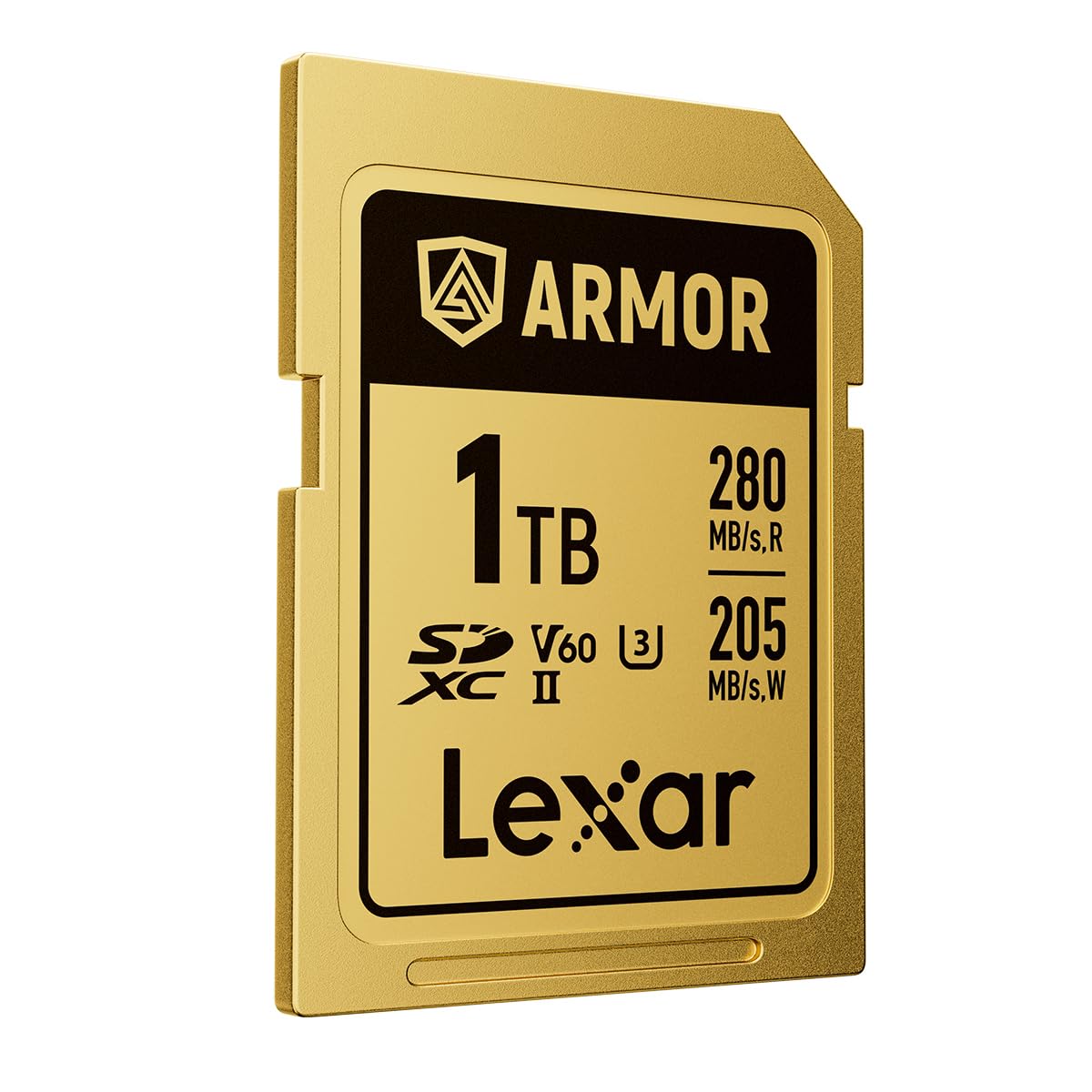 Lexar ARMOR GOLD 1TB SDXC – Scheda di Memoria Rugged in Acciaio, Impermeabile IP68, UHS-II ad Alta Velocità, Ideale per Foto RAW, Video 4K/6K e Outdoor