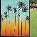 Tropical Frosted Window Film Home Decor,Palm Tree Silhouettes in Summer on an Ombre Effect Background Window Film no Glue,Orange Pale Blue Charcoal Grey 24inch x 36inch,24x36 inch