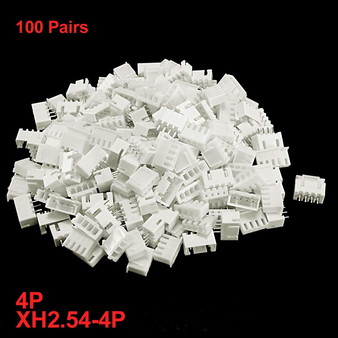 uxcell 100 Pairs 2.54mm Pitch 4P XH2.54-4P Connector Female Pin