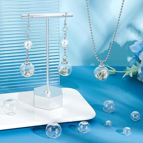 Miniatura 4 de PH PandaHall 42 mini globos de cristal transparente vacíos, bola de cristal de deseos con tapas, adornos transparentes para colgar para bricolaje,