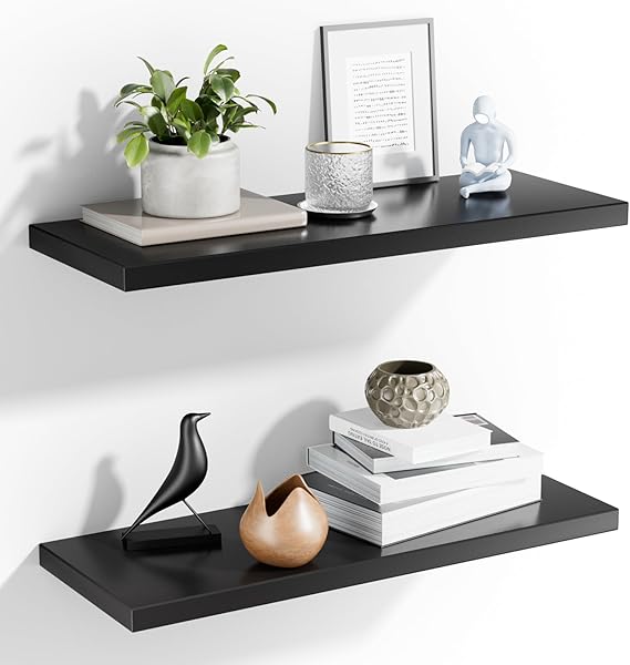 AMADA HOMEFURNISHING Floating Shelves Black, L 23.6in x W 9.25in Wall