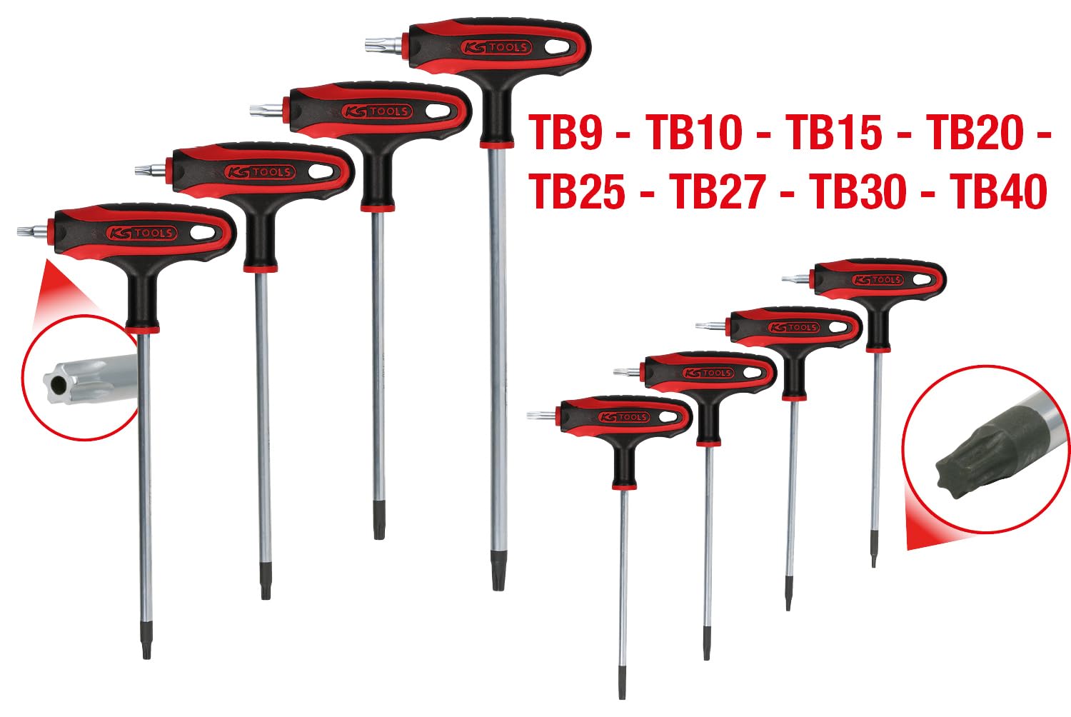 KS Tools 151.8165 Jeu de clés mâles coudées Torx à poignée en T, alésage 8 | Jeu de clés mâles TORX percé poignée en T, 8 pcs
